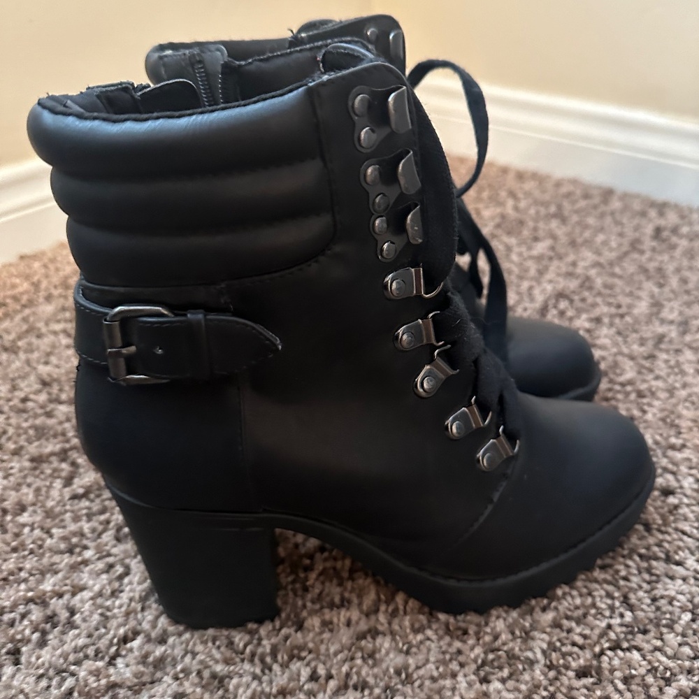 Black combat boots